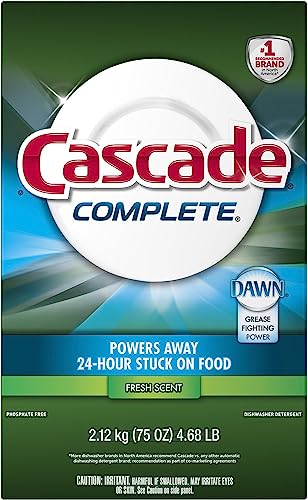 Cascade Complete Powder Dishwasher Detergent, Fresh Scent, 75 oz, White