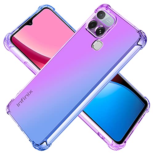 KOARWVC Case for Infinix Hot 10i Case, Smart 5 Pro PR652B X658E Case, Crystal Clear Case Gradient Slim Anti Scratch TPU Shockproof Protective Phone Cases Cover for Infinix Hot 10i (Purple/Blue)