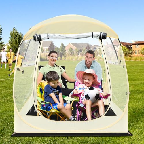 Eapele 63'x 63'x 63'H Sports Tent - Instant Pop-Up Shelter with Removable Roof, Windproof and Rainproof Tent for 3-4 People - Outdoor Clear View Bubble Tent - Perfect for Outdoor Enthusiasts