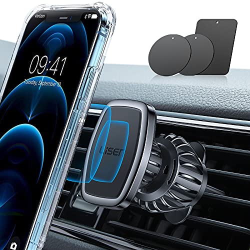 LISEN Phone Holder Car, [Upgraded Clip] Ultra Magnetic Phone Mount [6 Strong Magnets] Cell Phone Holder Car Magnetic [Case Friendly] Phone Car Holder Mount for 4-6.7 inch Smartphones (Black)