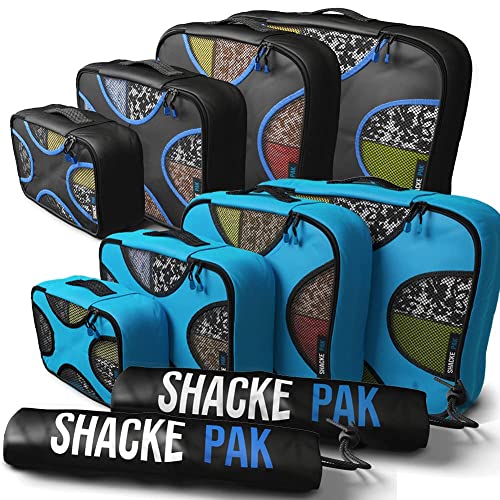 Shacke Pak - 5 Set Packing Cubes with Laundry Bag (Black/Blue) & Shacke Pak - 5 Set Packing Cubes with Laundry Bag (Aqua Teal)