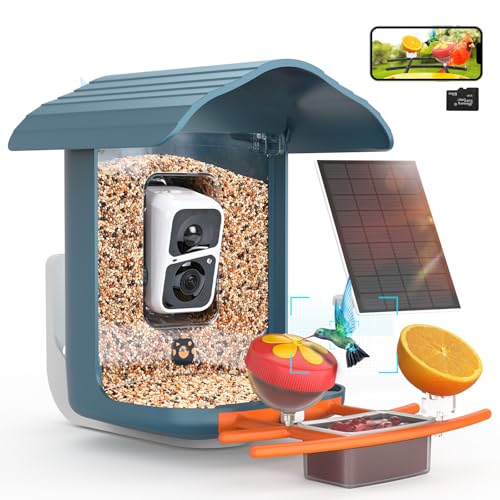 birdsnap PAV - Smart Bird Feeder with Camera, 5 DIY Add-ons & 64G SD Card Auto Record Bird Video Bird House for Outside, AI Identify Bird Auto Capture with Solar Panel, Ideal Gift for Bird Lover