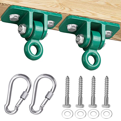 BETOOLL 2400 lb Capacity Heavy Duty Swing Hangers for Wooden Sets Playground Porch Indoor Outdoor & Hanging Snap Hooks Green (2pcs)