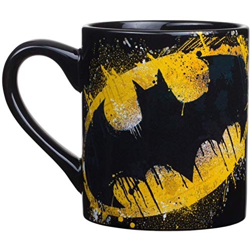 Silver Buffalo Paint Logo Ceramic Mug, 14 Ounces, 14 oz DC Comics Batman Splatter