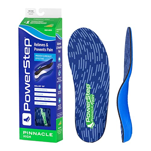 PowerStep Insoles, Pinnacle High Arch, Pain Relief Insole, Supination, High Arch Support Orthotic For Women and Men, M6/W8