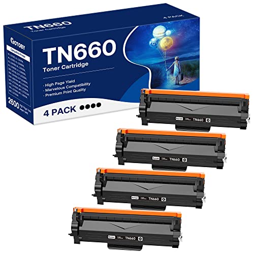 GOTOBY Compatible Toner Cartridge Replacement for Brother TN660 TN-660 TN630 High Yield to use with HL-L2380DW HL-L2320D HL-L2340DW DCP-L2540DW MFC-L2700DW MFC-L2720DW Printer (Black, 4 Pack)