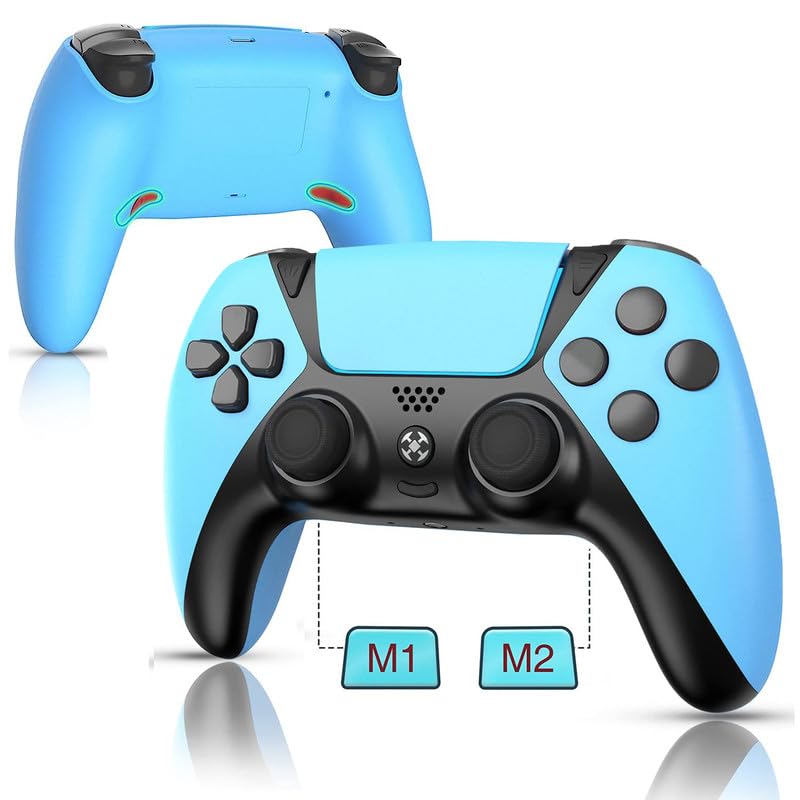 go2fun Custom for PS4 Controller Compatible with Playstation 4 Controller/Steam/Slim/PC,Wireless Remote Gamepad Controls with Back Buttons/Turbo/Dual Vibration/Bluetooth/Motion Sensor(Blue)