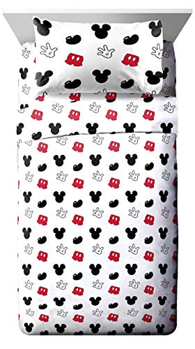 Jay Franco Disney Mickey Mouse Cute Faces Twin Sheet Set - Super Soft and Cozy Kid’s Bedding - Fade Resistant Polyester Microfiber Sheets (Official Disney Product)
