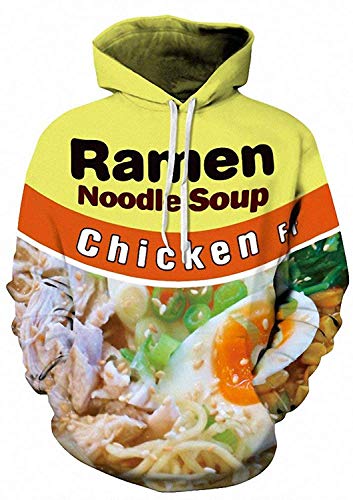 Keasmto 3D Ramen Chicken Noodle Soup Hoodies Sweatshirts for Men Women Cotton Cute Small