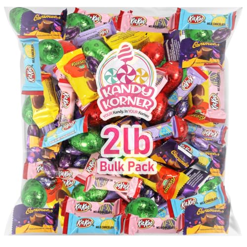 Easter Candy Chocolate Mix Confections Bulk Assortment for Kids, Easter Basket Stuffers, Party Favors, and Birthdays -Kitkat, Cadbury, ReesesEggs, HersheysEggs, and ReesesPeanut Butter Eggs (2 Lb, Easter Candy Chocolate Mix)