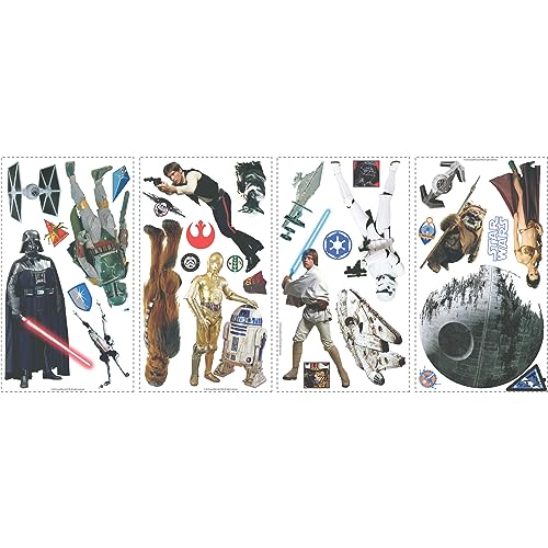 RoomMates RMK1586SCS Star Wars Classic Peel & Stick Wall Decals, 1.5' x 1.25' to 9' x 9