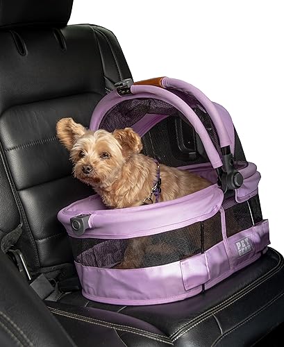 Pet Gear View 360 Ultra Lite Pet Safety Carrier & Car Seat for Small Dogs & Cats Push Button Entry, 15', Larkspur