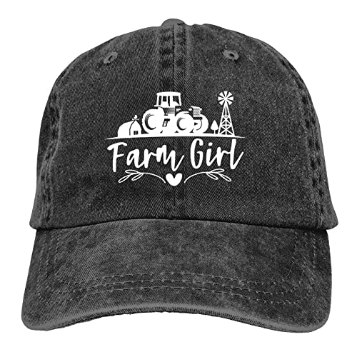 Harycnct Women's Farm Girl Hat Baseball Cap Vintage Adjustable Baseball Cap Washed Cotton Denim Farm Life Girls Hat