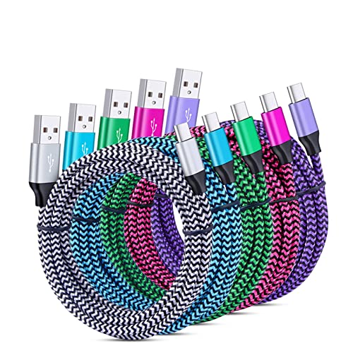 C Charger Cable Fast Charging 5Pack 6Ft Type USB C Cords Phone Charger for Android Samsung Galaxy S21 S20 Ultra S10E S10 S8 S9 Plus S23 S24 S22 Note 20 10 9 8 A51 A20 A50LG k51 k92 G8 V60 Moto X4 Z3