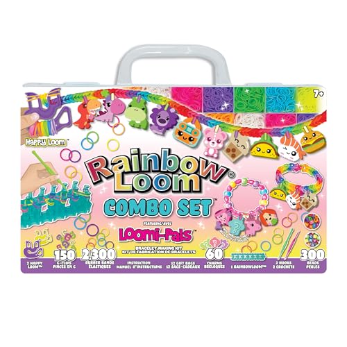Rainbow Loom Loomi-Pals Combo Set, Features 60 Cute Assorted LP Charms, The New RL2.0, Happy Looms, Hooks, Alpha & Pony Beads, 2300 Colorful Bands All in a Carrying Case forBoys and Girls 7+