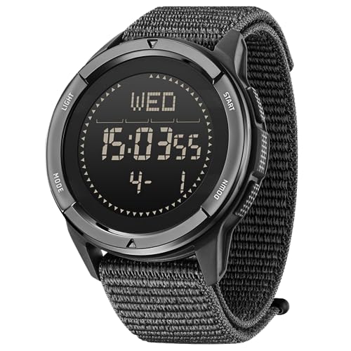 CakCity Digital Waterproof Watch for Women Mens All Black Sports Watch Outdoor Tactical Watches for Men Stopwatch Wrist Watch with Compass,Step Counte