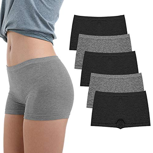 LALESTE Women's Boyshort Underwear Full Coverage Seamless Panties Soft Stretch Boxer Briefs 5 Packs