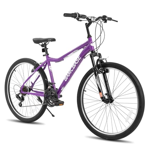 Hiland 26 Inch Women’s Mountain Bike, 21 Speed Steel Frame Adult Bicycle, Man MTB Bikes with Suspension Fork, Purple