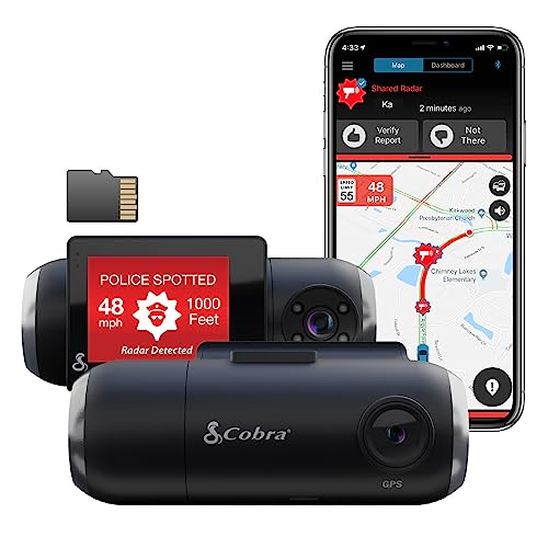 Cobra Smart Dash Cam with Interior Cam (SC 201) - Full HD 1080P Resolution, Built-in WiFi & GPS, Live Police Alerts, Incident Reports, Emergency Mayday, Drive Smarter App, 16GB SD Card Incl.