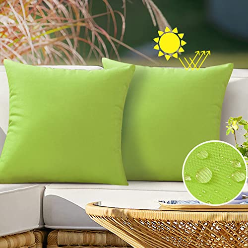 VAKADO Outdoor Waterproof Throw Pillow Covers 18x18 Set of 2 Decorative Green Patio Furniture Sunbrella Cushion Cases Outside Decor for Couch Garden Bench Porch