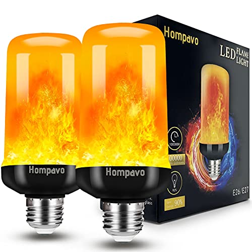 Hompavo 【Upgraded】 LED Flame Light Bulbs, 4 Modes Flickering Light Bulbs with Upside Down Effect, E26/E27 Flame Bulb for Halloween Christmas Party Patio Porch Home Indoor & Outdoor Decorations - 2