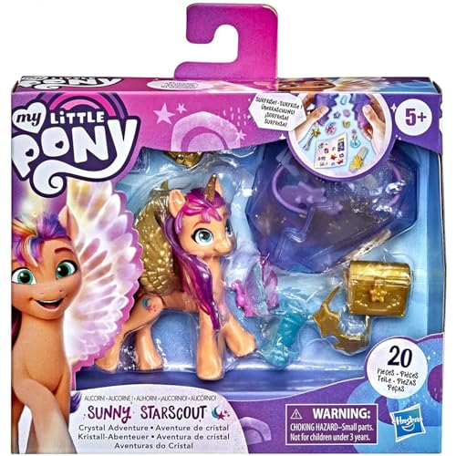 My Little Pony: A New Generation Movie Crystal Adventure Alicorn Sunny Starscout - 3-Inch Alicorn-Style Toy, Surprise Accessories, Bracelet
