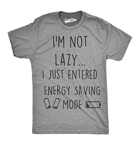 Mens Not Lazy Entered Energy Saving Mode Tshirt Sarcastic Funny Lazy Tee Mens Funny T Shirts Sarcastic T Shirt for Men Funny Nerd T Shirt Novelty Tees for Light Grey XL