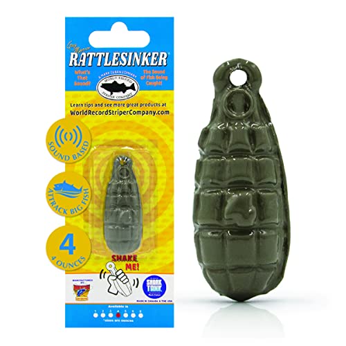 Rattlesinker Acoustic Fish Call | As Seen on Shark Tank | by Greg Meyerson, World Record Striper Company | Fishing Sinker Weight | 4 OZ Camoflauge