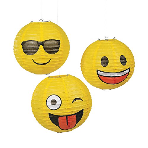 Fun Express Emoji Hanging Party Lanterns - 3 Pieces