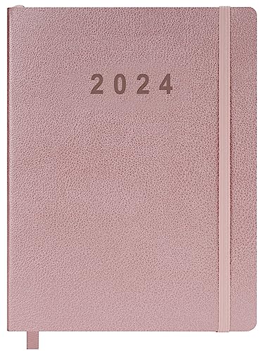 2024 Planner - 13-Month Weekly and Monthly Planner from December 2023 to December 2024, Vegan Leather Cover, Elastic Closure, 8.5”x11”, Rose Gold