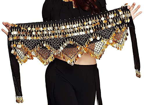Gypsy Skirt Belly Dance Hip Scarf Dancing Dancer Women Pirate Costume Accessories Fortune Teller Headpiece Head Coins Belt