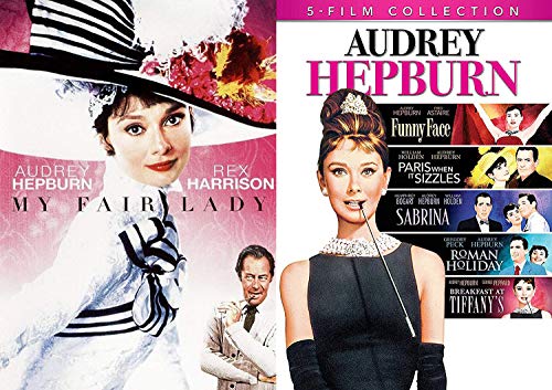 Lady Hepburn Movie Collection Audrey Sabrina + Paris When it Sizzles & Roman Holiday / Breakfast at Tiffany's / Funny Face + My Fair Lady Musical 6 Movie Romantic Classic Bundle Set