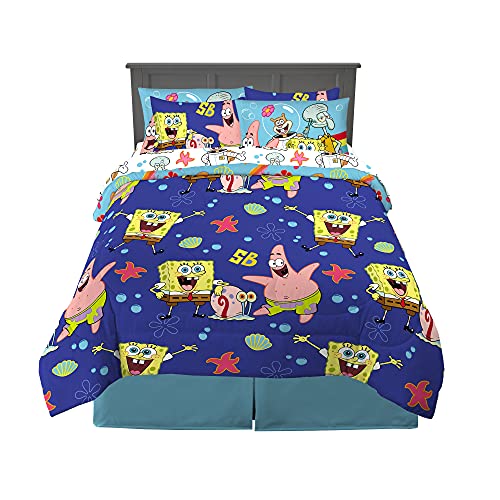 Franco Kids Bedding Super Soft Comforter and Sheet Set with Sham, 7 Piece Full Size, Spongebob Squarepants