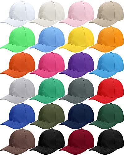 24 Pieces Blank Baseball Cap Adjustable Back Strap Plain Blank Camouflage Hat Unisex Baseball Cap for Trucker Men Women (Colorful)