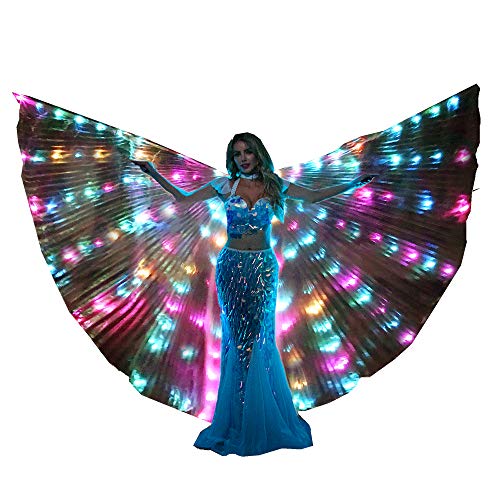 SHINYOU LED Isis Wings Light Up Rave Costume Belly Dance Wing,Music Festival Wear for Halloween Birthday Party