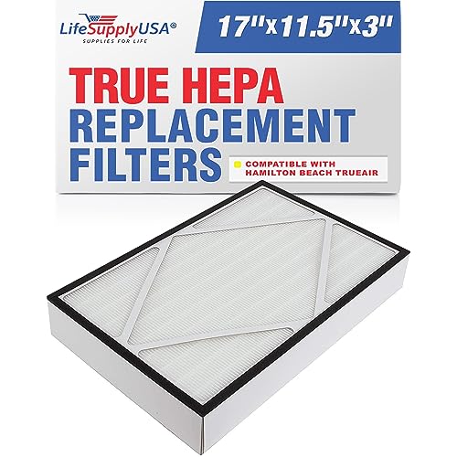 LifeSupplyUSA True HEPA Air Cleaner Filter Replacement 04913 Compatible with Hamilton Beach 04162, 04163, and 04156 TrueAir High-Efficiency Air Cleaners