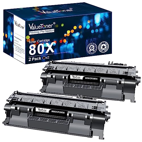Valuetoner Compatible 80X Toner Cartridge Replacement for HP 80X CF280X 80A CF280A Toner Cartridge High Yield for HP Laserjet Pro 400 M401dn M401dne M401n MFP M425dn M425dw P2055DN Printer (2 Black)
