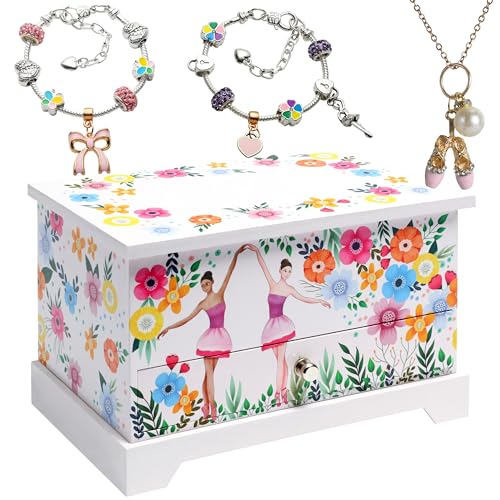 ABI + OLIE Ballerina Kids Jewelry Box for Girls - Little Girls Jewelry Box - Musical Jewelry Box for Girls 4-12 - Music Boxes for Girls - Perfect Dance Recital & Birthday Gifts