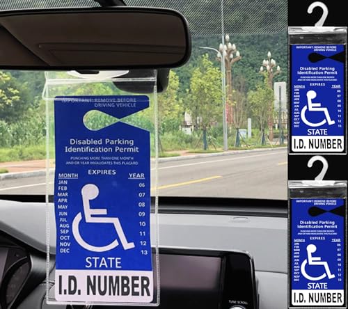 lofrcin 2 PCS Handicap Placard Holder for Auto, Ultra Transparent Handicapped Placard Holder, Handicap Parking Sign Holder With Large Hanger