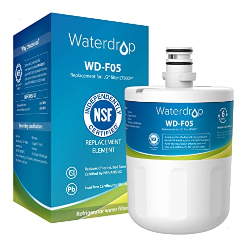 Waterdrop 5231JA2002A Refrigerator Water Filter, Replacement for LG LT500P, GEN11042FR-08, ADQ72910911, ADQ72910901, Kenmore 9890, 46-9890, LFX25974ST, LMX25964ST, LSC27925ST