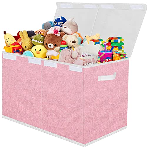 Pantryily Toy Storage Box for Girls, Large Kids Toy Chest Boxes Organizers and Storage 24.5'x13'x16'(Pink)