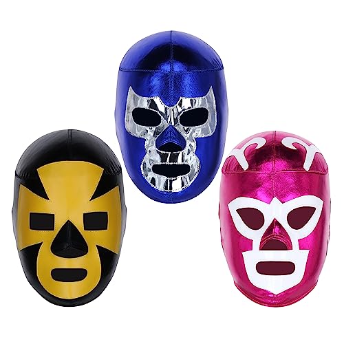 THREE MASK Mexican Wrestling Masks (3 Pack) | Authentic Lucha Libre Costume - Adult Size | Máscaras de Luchador Made in Mexico