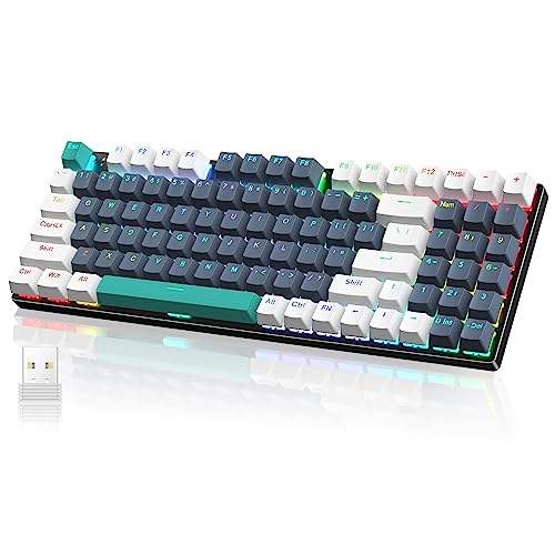 Wireless Mechanical Keyboard,Triple-Mode 2.4G/USB-C/Bluetooth Gaming Keyboard with RGB Backlit,Efficient Numeric Pad,Red Switches,94 Keys Metal Base PBT Compact Quiet Wired Keyboard for PC Mac iPad