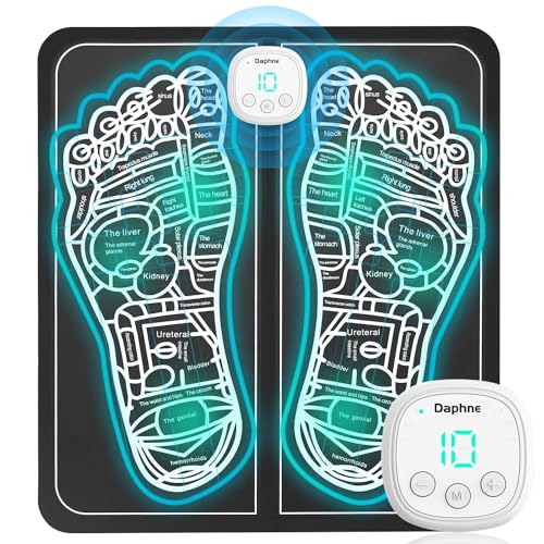 CrazySun EMS Foot Massager Mat for Neuropathy - Foot Massager for Pain Plantar Relief, Improve Circulation, Muscle Relaxation, Portable & Rechargeable Feet Massager Pad with 6 Modes &19 Levels