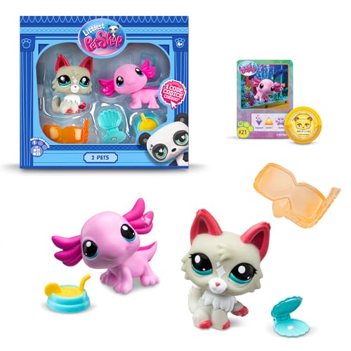 BANDAI BF00525 Littlest Pet Shop 2 Pack Contains 2 LPS Mini 3 Accessories 1 Collector Card and 1 Virtual Code Collectable Toys for Girls and Boys, Pairs Pack