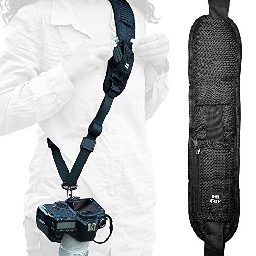 HiiGuy Camera Strap, Adjustable Padded Sling for All SLR and DSLR Cameras, Neck and Shoulder Strap, 32 Inches Long, with Screw Mount, Safety Tether