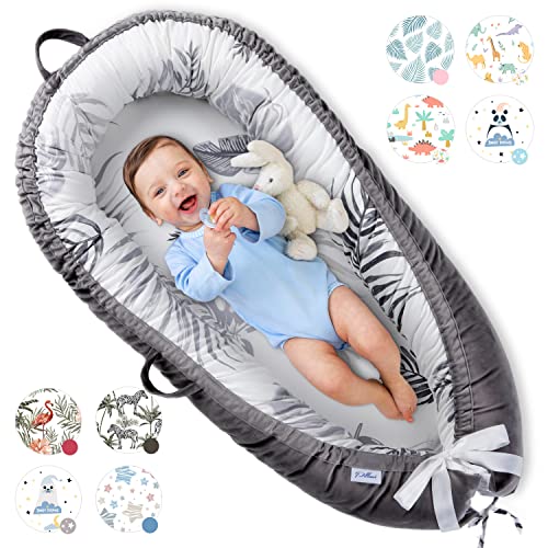 Baby Lounger for Newborn Cover - Newborn Lounger for 0-12 Months, Breathable & Portable Infant Lounger - Adjustable Cotton Soft Baby Floor Seat for Travel, Newborn Essentials - Baby Snuggle