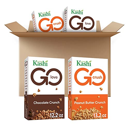 Kashi GO Cold Breakfast Cereal, Fiber Cereal, Vegan Protein, Variety Pack (4 Boxes)