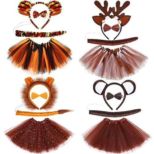 Ramede 4 Set Animal Costume Reindeer Costume Jungle Safari Theme Cosplay Party Dress up Birthday Costume for Kid(Jungle Animal)