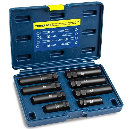 Thinkpro Wheel Lock Removal Kit - 8 Piece SAE & Metric Lug Nut Key Set for Easy Removal of Locking Lug Nuts on Aftermarket and Factory Wheels